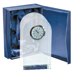 CRISTAL CIRCULAR CON BASE PLANA Y RELOJ Impreso