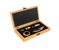 DELUXE SET 4 ACCESORIOS DE VINO CAJA BAMBOO