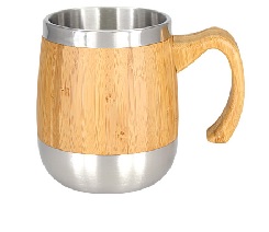 TAZÒN CERVECERO DE MADERA DE BAMBOO INT. ACERO INOX.