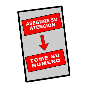 PLACA "TOME SU NUMERO" PARA DISPENSADOR ROLLO